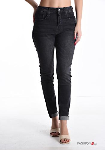 skinny Jeans aus Baumwolle mit Taschen mit Reißverschluss