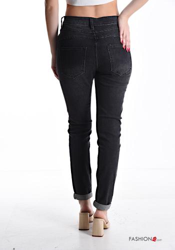 skinny Jeans aus Baumwolle mit Taschen mit Reißverschluss - ph 2