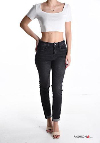 skinny Jeans aus Baumwolle mit Taschen mit Reißverschluss - ph 5