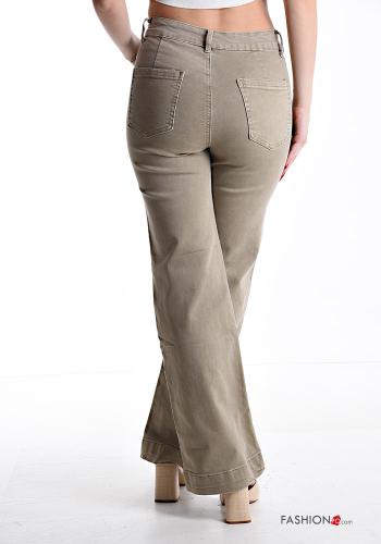 Pantalone in Cotone a zampa con tasche con zip - ph 2