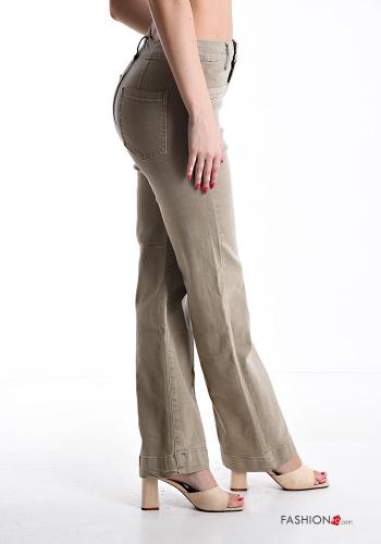 Pantalone in Cotone a zampa con tasche con zip - ph 3