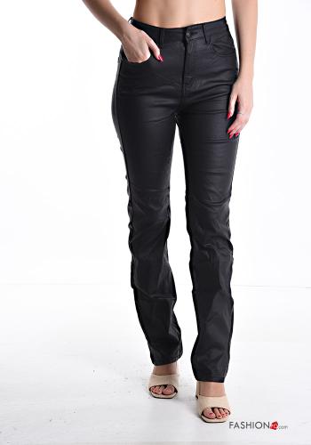 faux leather Trousers with pockets with zip - ph 1
