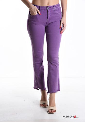 Pantalones de Algodón acampanados con bolsillos con cremallera