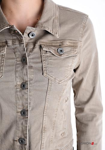 Giacca in Cotone corto denim maniche lunghe con bottoni con tasche - ph 4