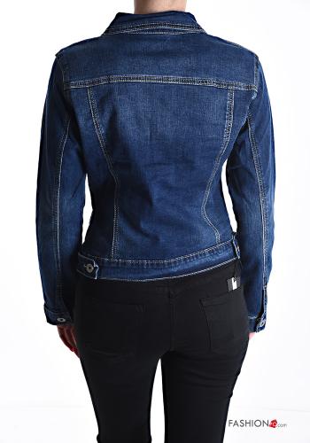 Giacca in Cotone denim con colletto con bottoni con tasche - ph 2