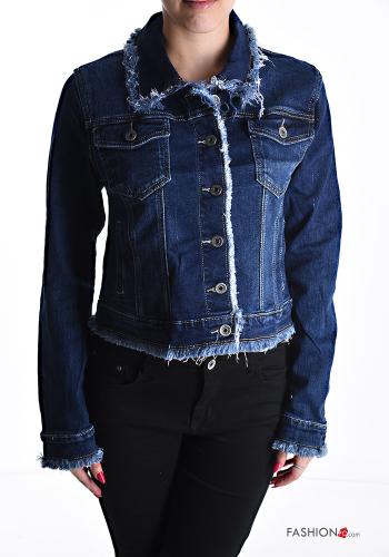 Chaqueta de Algodón manga larga tela vaquera con cuello con botones con bolsillos