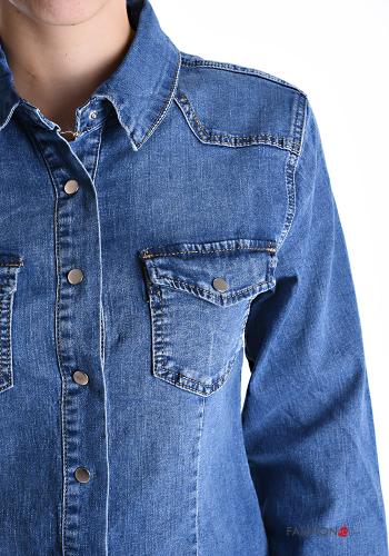 Denim mit kragen Hemd aus Baumwolle mit Knöpfen mit Taschen - ph 4