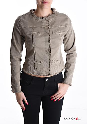 Giacca in Cotone girocollo denim maniche lunghe con bottoni - ph 1