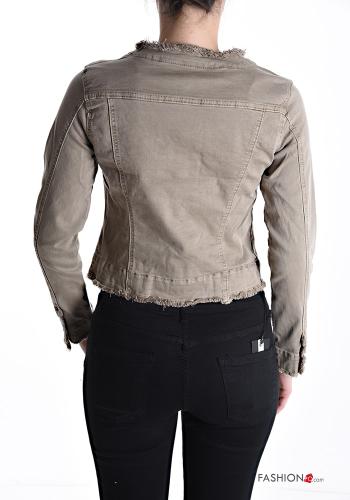 Giacca in Cotone girocollo denim maniche lunghe con bottoni - ph 2