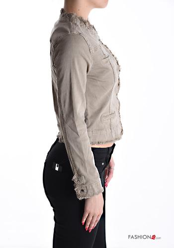 Giacca in Cotone girocollo denim maniche lunghe con bottoni - ph 3