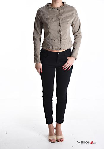 Giacca in Cotone girocollo denim maniche lunghe con bottoni - ph 5