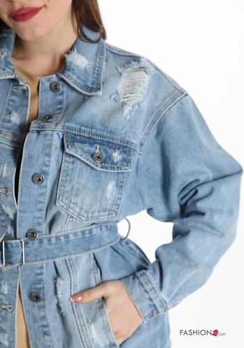 Chaqueta de Algodón tela vaquera con botones con bolsillos con cinturón - ph 4