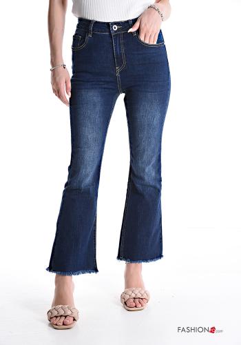 Jeans in Cotone a zampa con tasche
