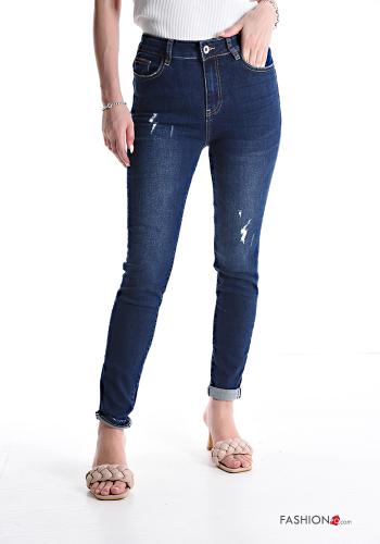 Denim zerrissene destroyed Jeans aus Baumwolle mit Taschen - ph 1