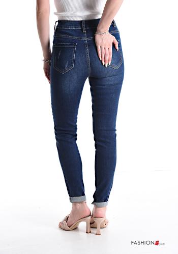 Denim zerrissene destroyed Jeans aus Baumwolle mit Taschen - ph 2
