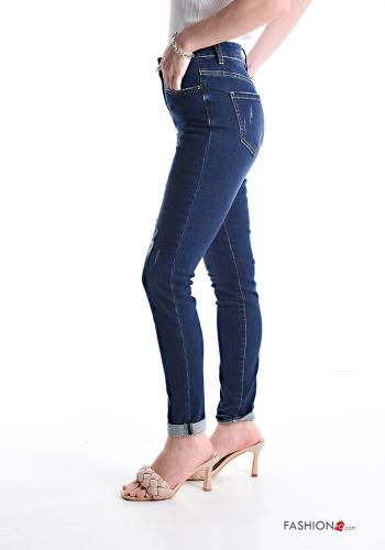 Denim zerrissene destroyed Jeans aus Baumwolle mit Taschen - ph 3