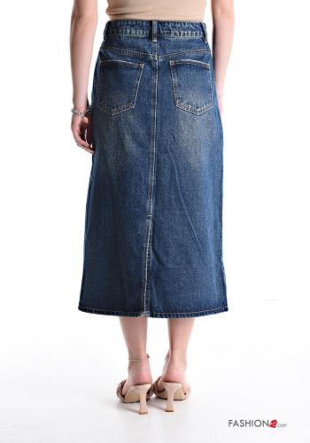 Gonna in Cotone denim Longuette con tasche - ph 2