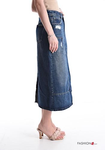 Gonna in Cotone denim Longuette con tasche - ph 3