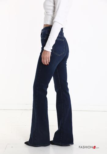 flared high waist Cotton Jeans with pockets - ph 3