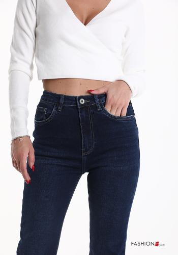 flared high waist Cotton Jeans with pockets - ph 4