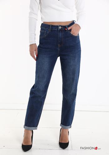 Jeans en Coton taille haute avec poches