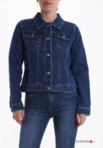 denim Cotton Jacket with buttons with pockets - ph 1