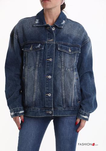 Denim Jacke aus Baumwolle mit Knöpfen mit Taschen - ph 1