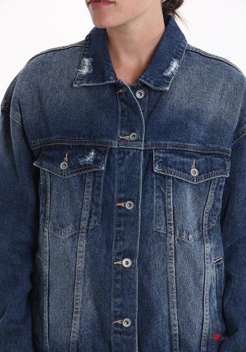 Denim Jacke aus Baumwolle mit Knöpfen mit Taschen - ph 4