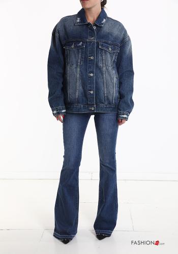 Denim Jacke aus Baumwolle mit Knöpfen mit Taschen - ph 5