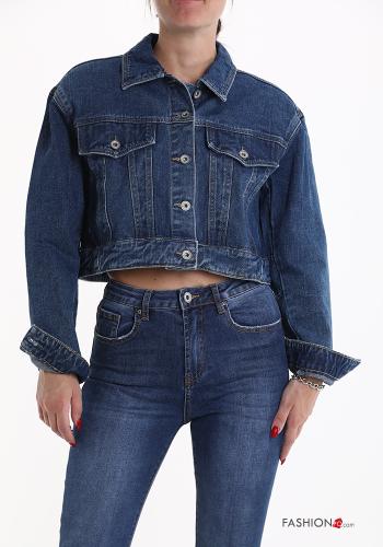 Denim kurz Jacke aus Baumwolle mit Knöpfen - ph 1