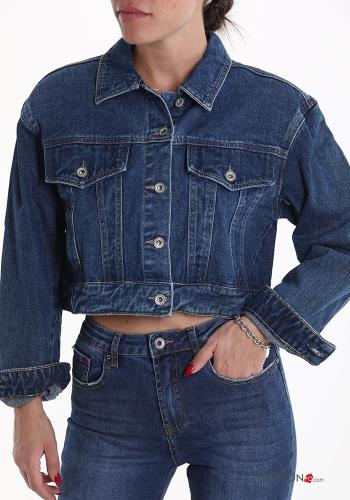 Denim kurz Jacke aus Baumwolle mit Knöpfen - ph 4