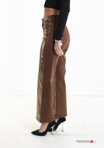 Pantalone in Cotone vita alta metallizzato con tasche - ph 3