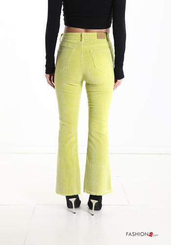 ausgestellte skinny Gerippte Samt Hose aus Baumwolle mit Taschen mit Fransen - ph 2