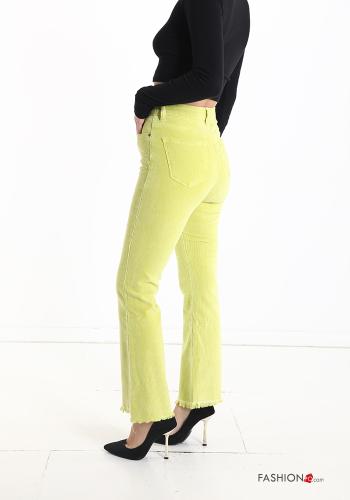 ausgestellte skinny Gerippte Samt Hose aus Baumwolle mit Taschen mit Fransen - ph 3