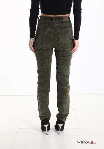 Pantalones de Algodón de Terciopelo cintura alta con bolsillos - ph 2