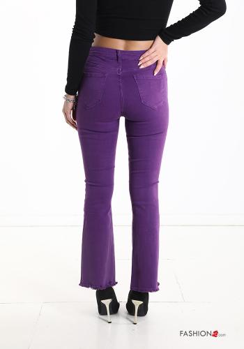 Jeans in Cotone taglio vivo a zampa skinny con tasche - ph 2