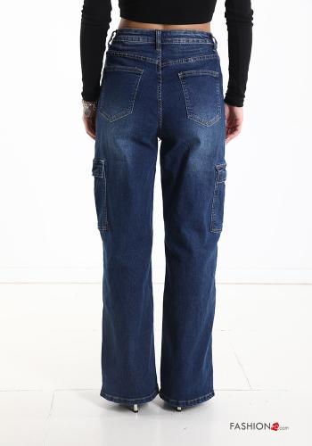 hoher Taille wide leg Jeans aus Baumwolle mit Taschen - ph 2