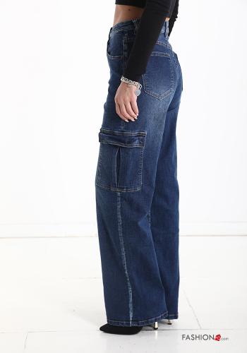 hoher Taille wide leg Jeans aus Baumwolle mit Taschen - ph 3