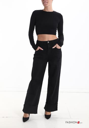 Calças em Algodão wide leg com bolsos - ph 5