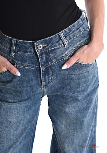 wide leg long Cotton Jeans with buttons with zip with pockets - ph 4