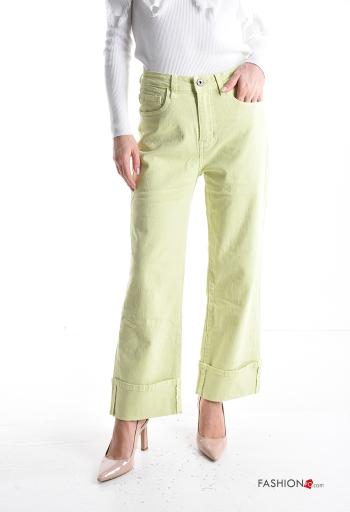 Jeans in Cotone denim wide leg con tasche con bottoni con zip - ph 1