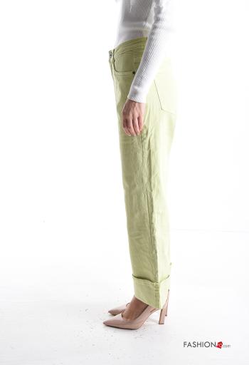 Jeans in Cotone denim wide leg con tasche con bottoni con zip - ph 3