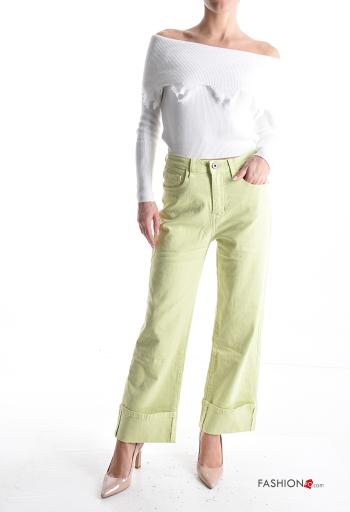 Jeans in Cotone denim wide leg con tasche con bottoni con zip - ph 5