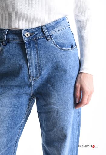 Jeans in Cotone denim wide leg con tasche con bottoni con zip - ph 4
