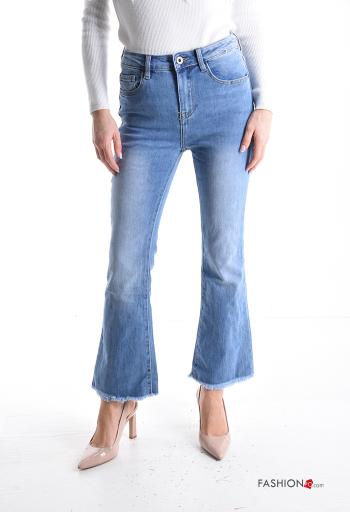 Denim Jeans aus Baumwolle mit Knöpfen mit Reißverschluss mit Taschen - ph 1