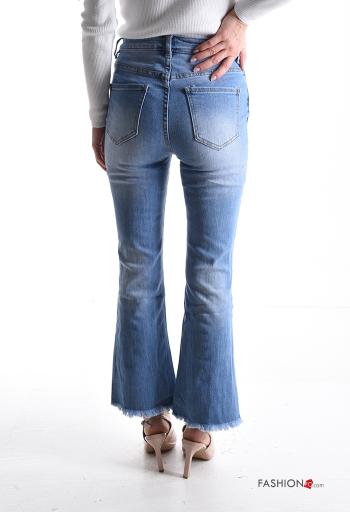 Denim Jeans aus Baumwolle mit Knöpfen mit Reißverschluss mit Taschen - ph 2