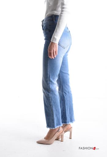 Denim Jeans aus Baumwolle mit Knöpfen mit Reißverschluss mit Taschen - ph 3