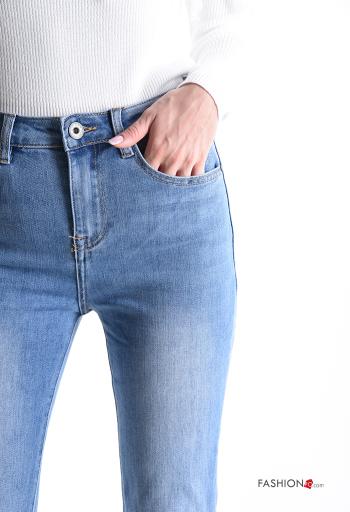 Denim Jeans aus Baumwolle mit Knöpfen mit Reißverschluss mit Taschen - ph 4