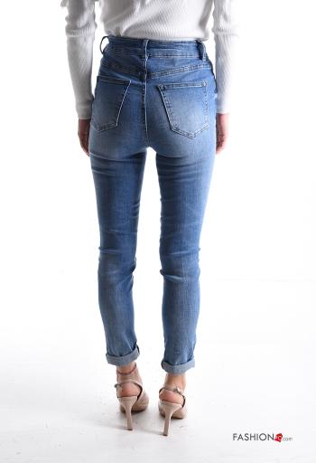 Calças de ganga em Algodão denim skinny com bolsos com botões com fecho - ph 2