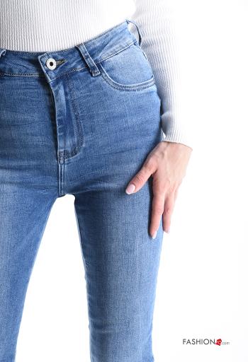 Calças de ganga em Algodão denim skinny com bolsos com botões com fecho - ph 4